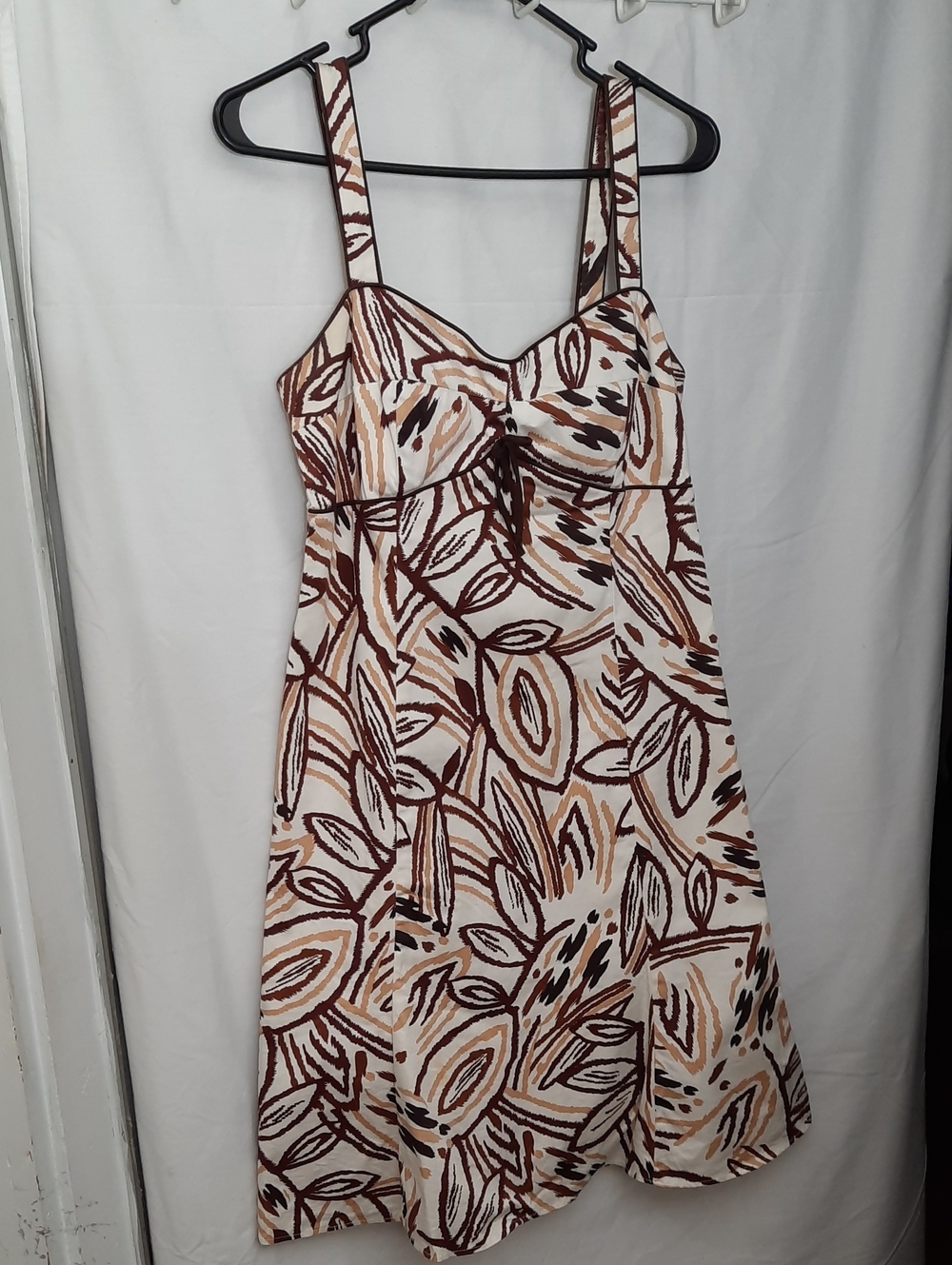 Madison Leigh Sleeveless Brown Leaf-Print Summer Dress - Size 14P